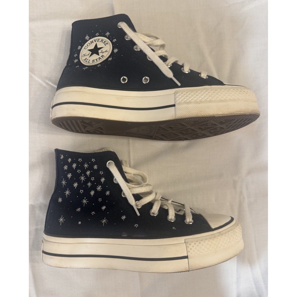 Converse Chuck Taylor All Star Cosmic Platform Sneaker Navy Blue W/ Stars Size 7